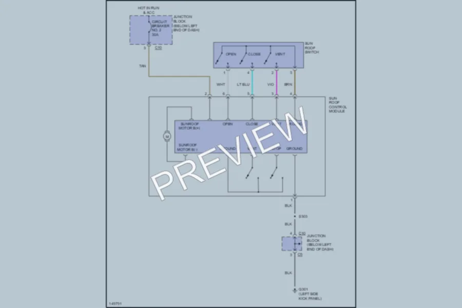 2002 Chrysler 4D Sedan Power Top Sunroof wiring diagram preview