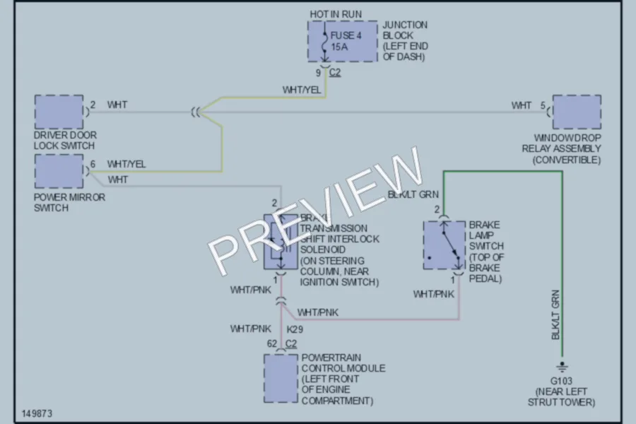 2002 Chrysler 4D Sedan Shift Interlocks wiring diagram preview