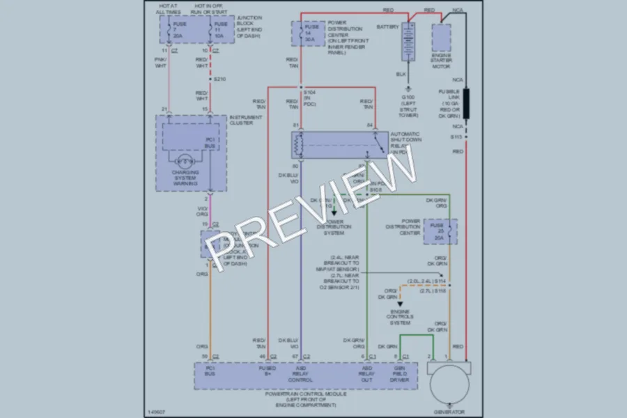2002 Chrysler 4D Sedan Starting Charging wiring diagram preview
