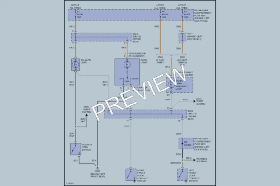 2002 Daewoo Lanos Interior Lights wiring diagram preview