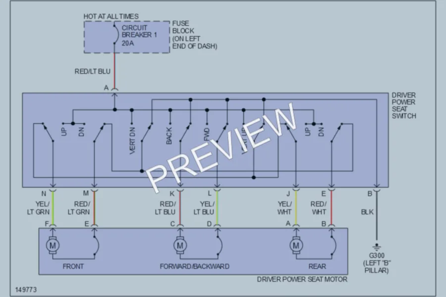 2002 Dodge B1500 Power Seats wiring diagram preview