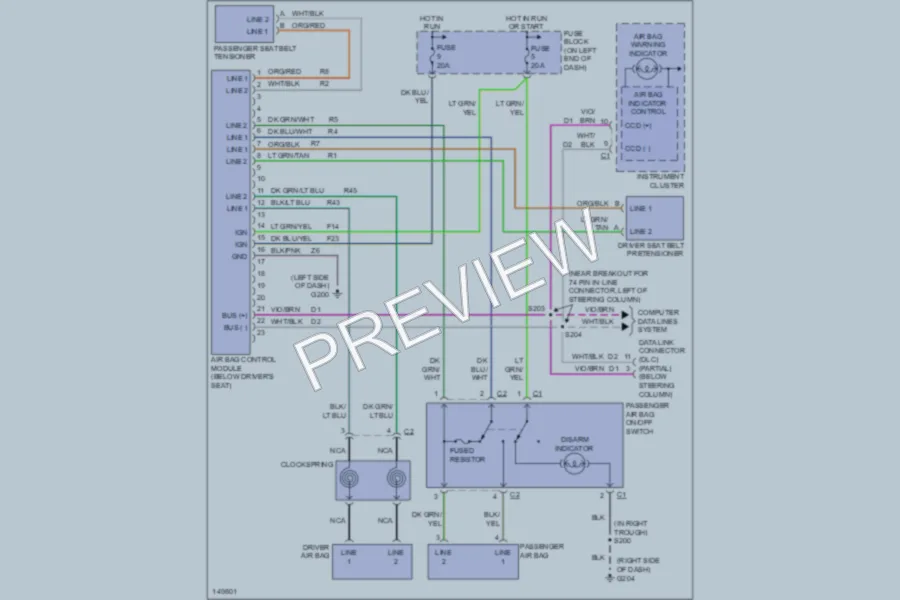 2002 Dodge B1500 Supplemental Restraints wiring diagram preview