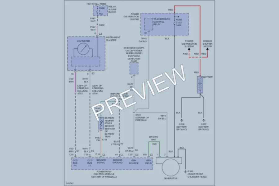 2002 Dodge B2500 Starting Charging wiring diagram preview
