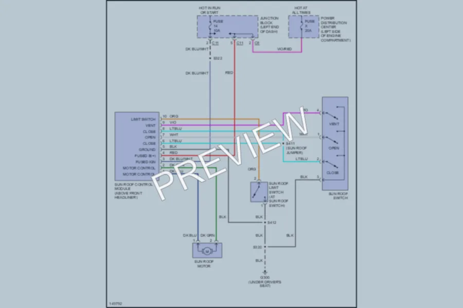 2002 Dodge Intrepid Power Top Sunroof wiring diagram preview