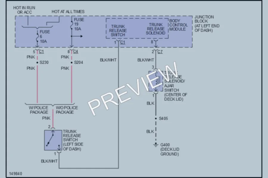 2002 Dodge Intrepid Trunk Tailgate Fuel Door wiring diagram preview