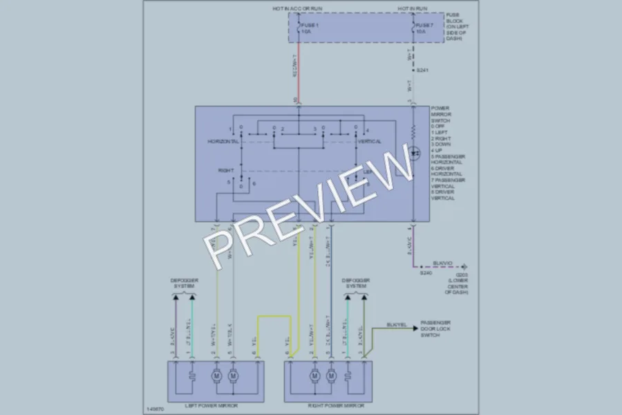 2002 Dodge Neon Power Mirrors wiring diagram preview