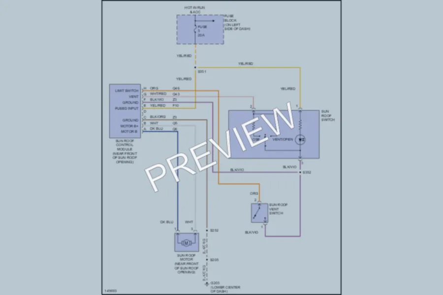 2002 Dodge Neon Power Top Sunroof wiring diagram preview