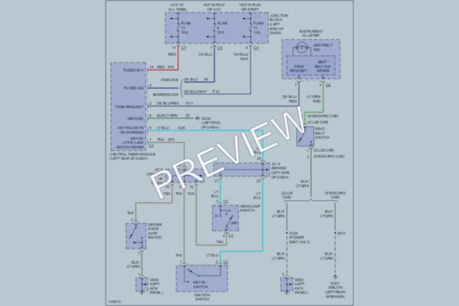 2002 Dodge R2500 Warning Systems wiring diagram preview