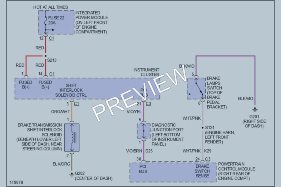 2002 Dodge R1500 Shift Interlocks wiring diagram preview