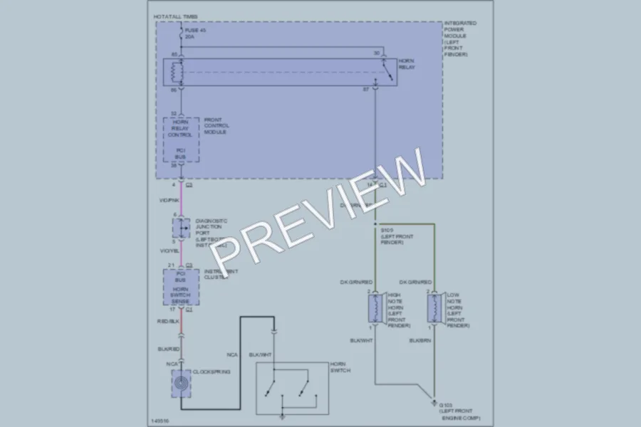 2002 Dodge R1500 Horn wiring diagram preview