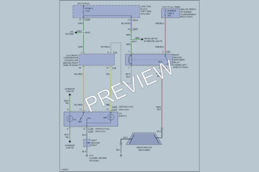 2002 Dodge 2D Coupe Defoggers wiring diagram preview