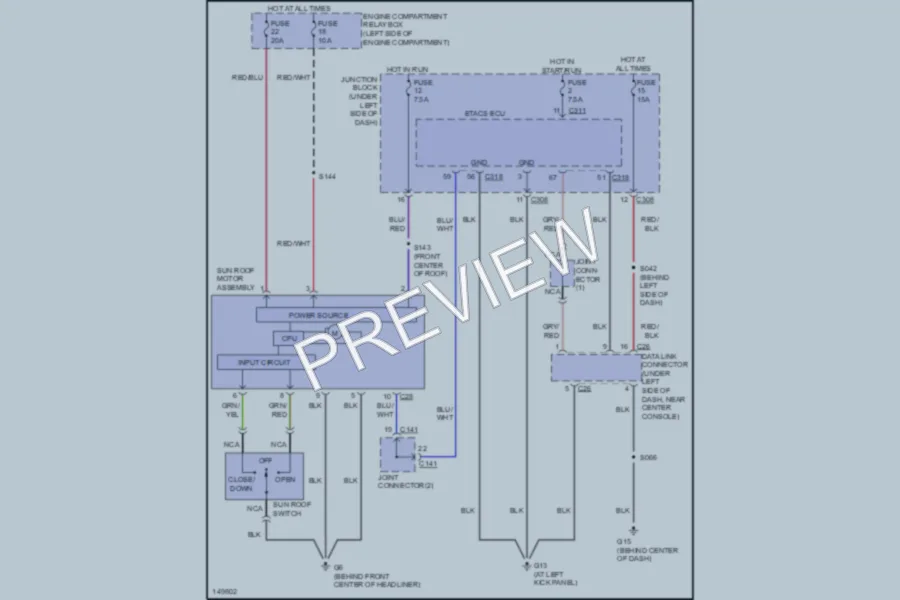2002 Dodge 2D Coupe Power Top Sunroof wiring diagram preview
