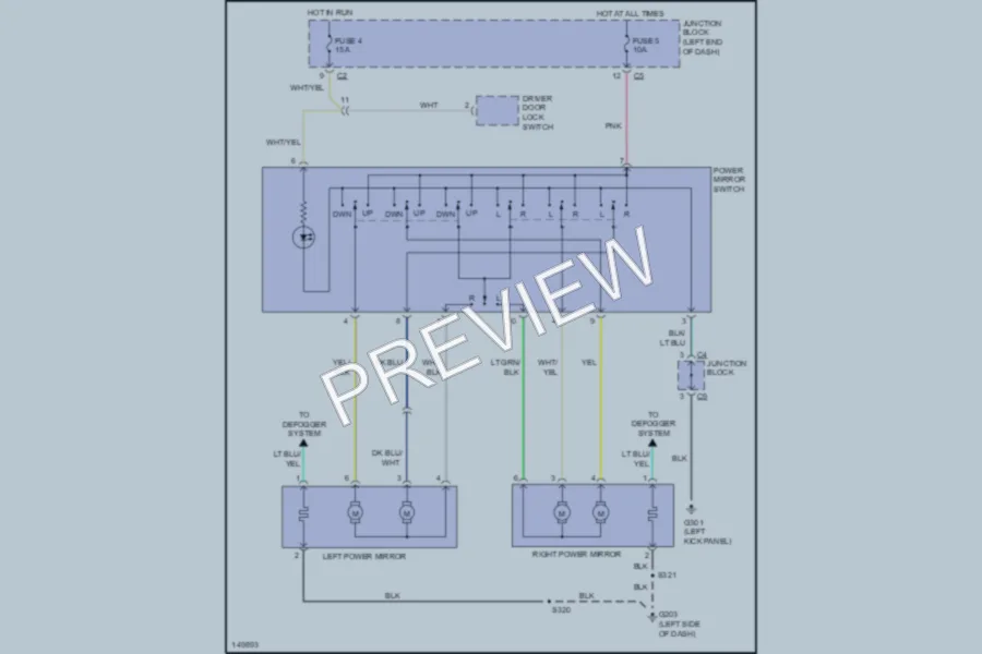 2002 Dodge 4D Sedan Power Mirrors wiring diagram preview