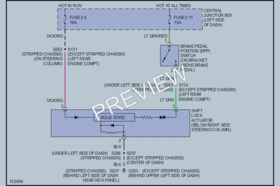 2002 Ford E150 Shift Interlock wiring diagram preview
