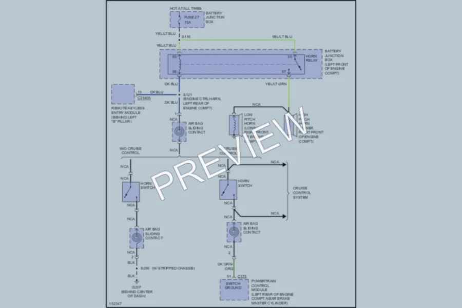 2002 Ford E350 Super Duty Horn wiring diagram preview