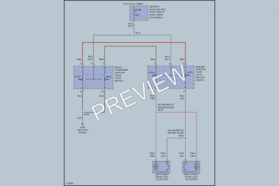2002 Ford E250 Power Door Locks wiring diagram preview