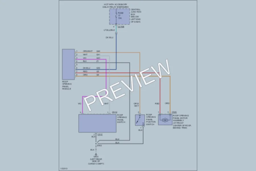 2002 Ford Escape Power Top Sunroof wiring diagram preview