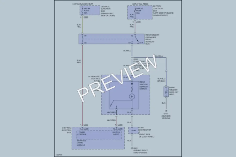 2002 Ford Escort Defoggers wiring diagram preview