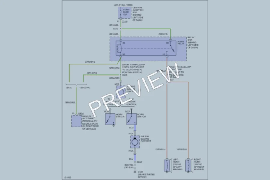 2002 Ford Escort Horn wiring diagram preview
