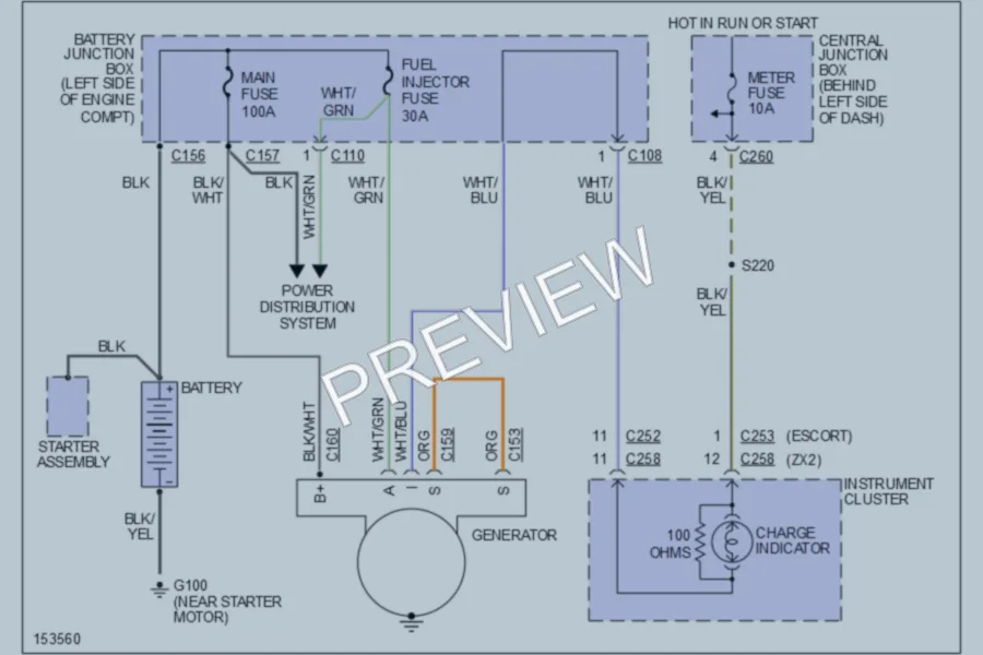 2002 Ford Escort Starting Charging wiring diagram preview