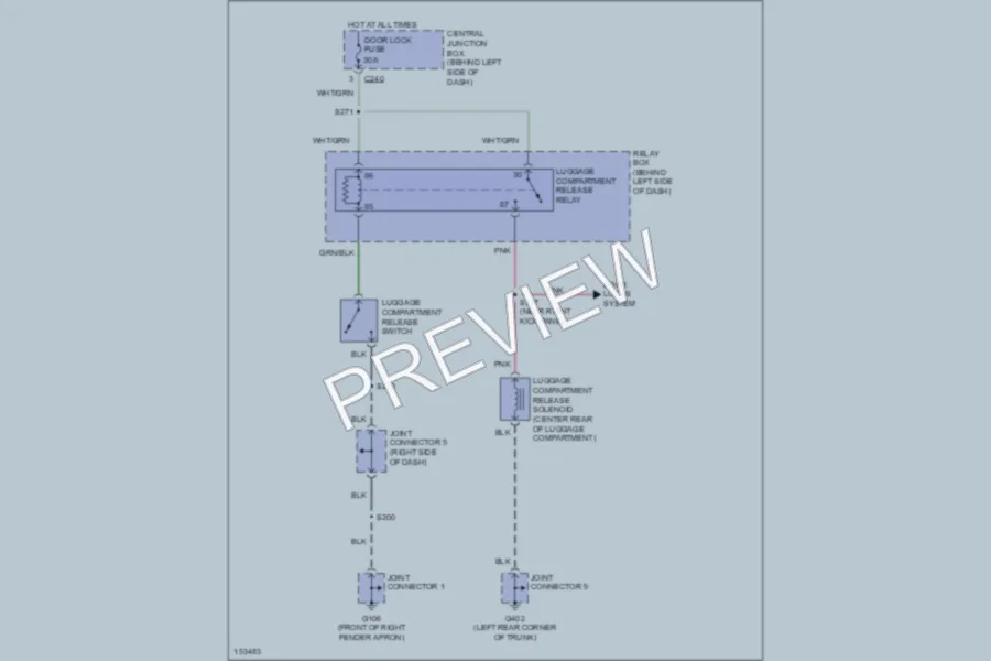 2002 Ford Escort Trunk Tailgate Fuel Door wiring diagram preview