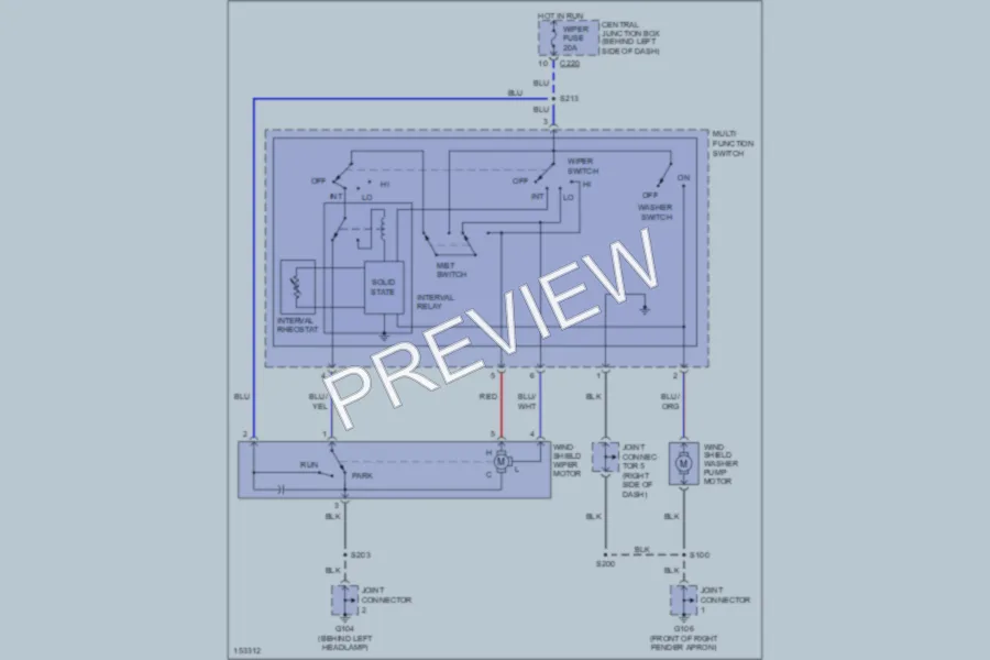 2002 Ford Escort Wiper Washer wiring diagram preview