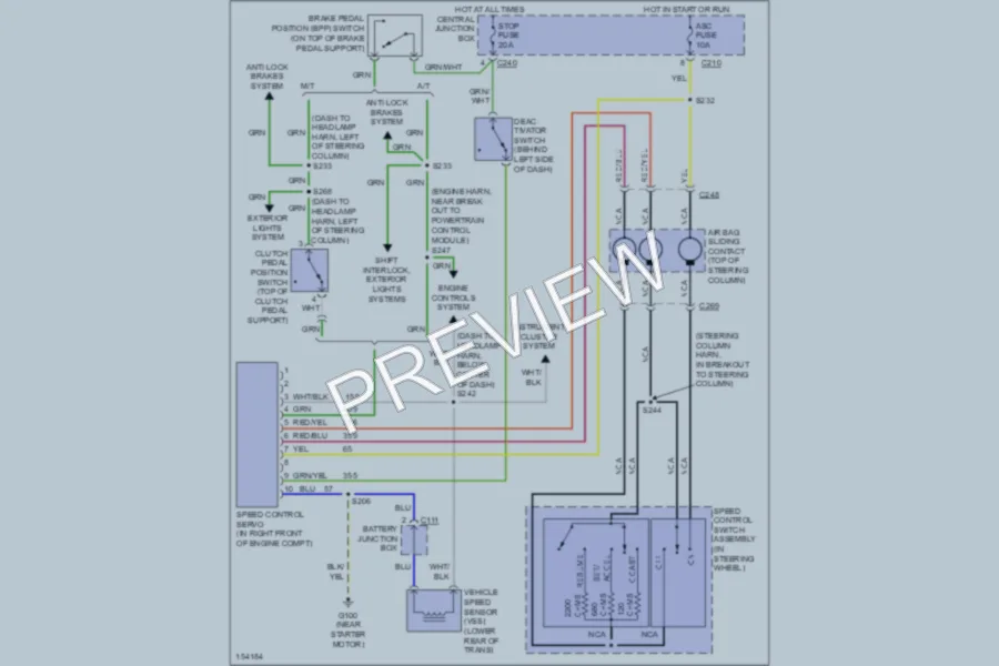 2002 Ford EscortZX2 Cruise Control wiring diagram preview