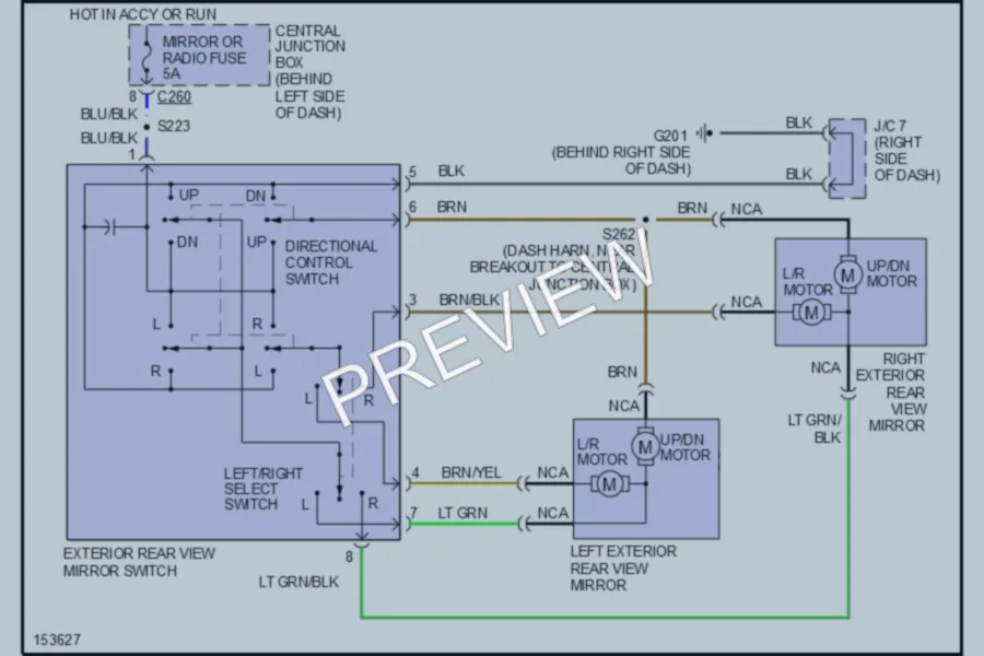 2002 Ford EscortZX2 Power Mirrors wiring diagram preview