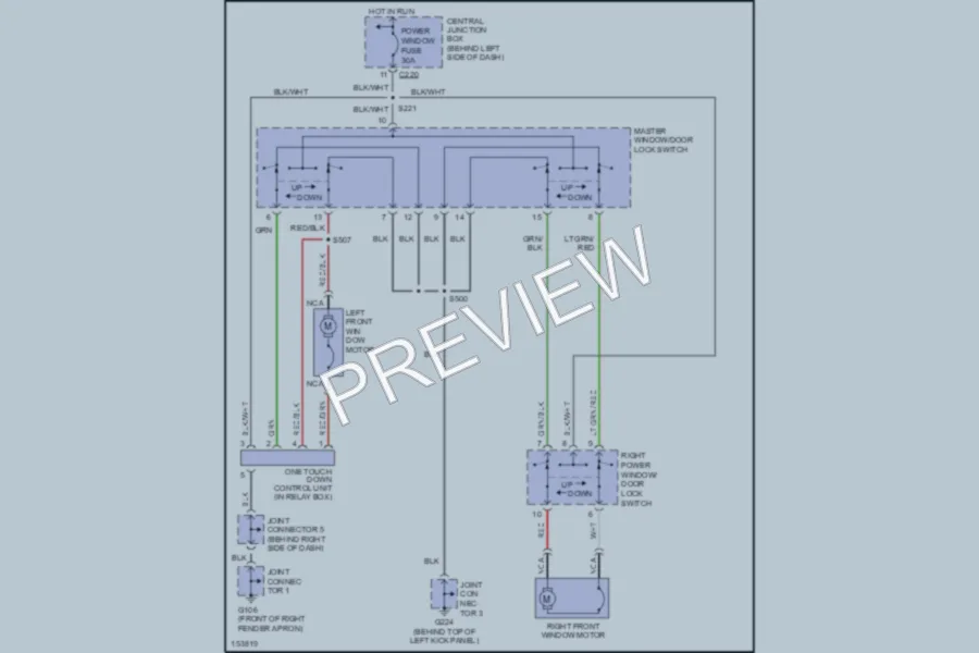 2002 Ford EscortZX2 Power Windows wiring diagram preview