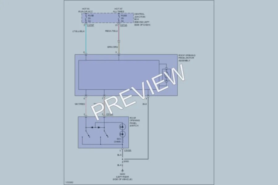2002 Ford Explorer Power Top Sunroof wiring diagram preview