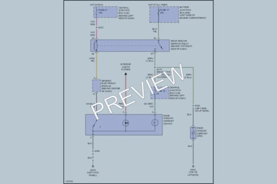 2002 Ford ExplorerSport Defoggers wiring diagram preview