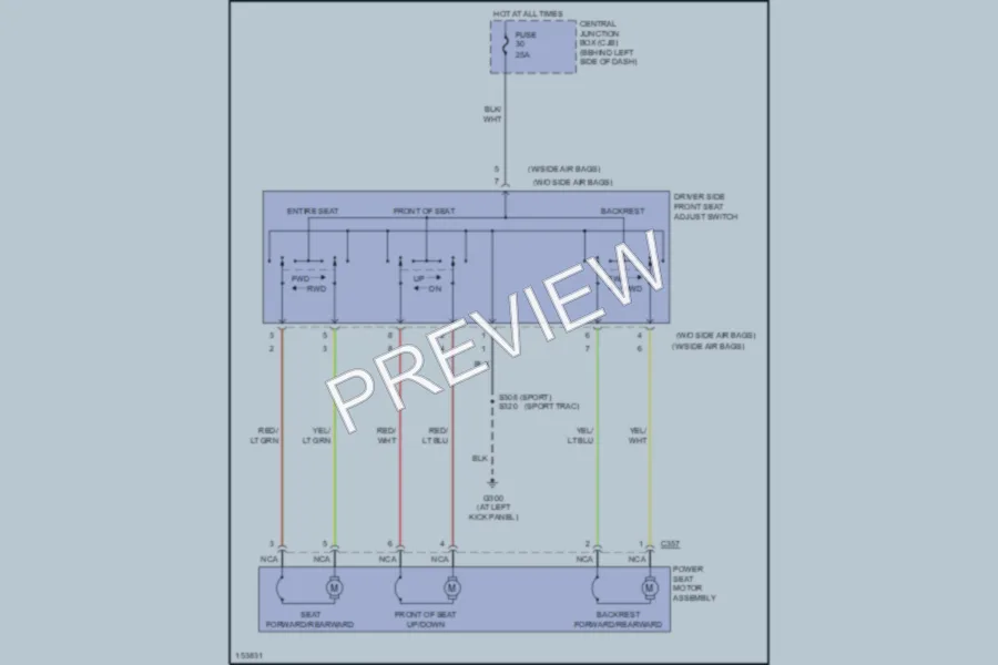 2002 Ford ExplorerSportTrac Power Seats wiring diagram preview