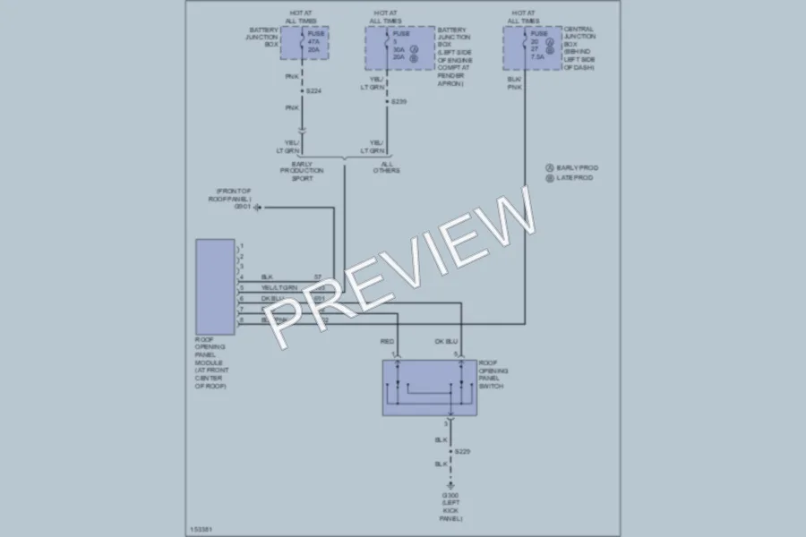2002 Ford ExplorerSportTrac Power Top Sunroof wiring diagram preview