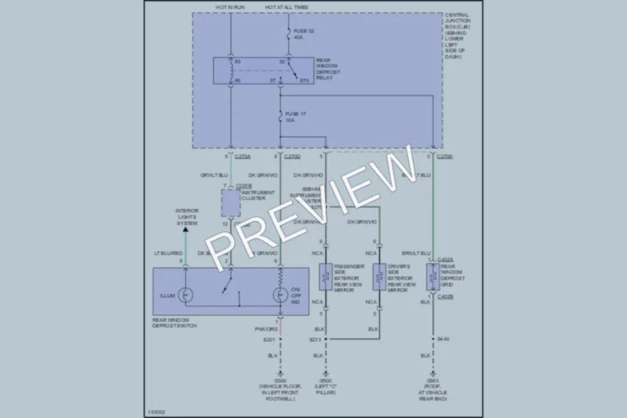 2002 Ford F250 Super Duty Defoggers wiring diagram preview