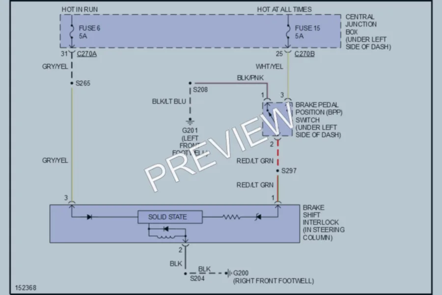 2002 Ford F150 Shift Interlock wiring diagram preview