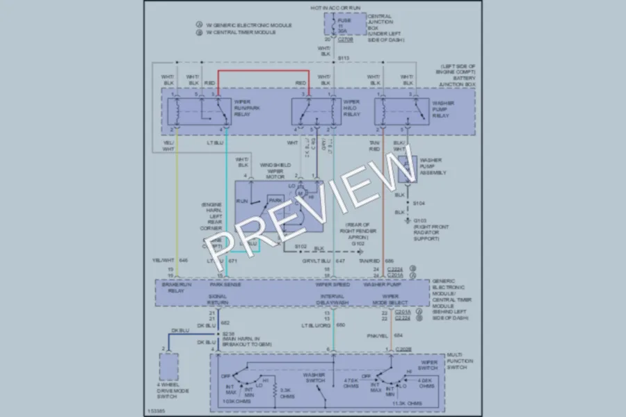 2002 Ford F150 Wiper Washer wiring diagram preview