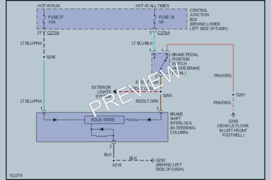 2002 Ford F350 Super Duty Shift Interlock wiring diagram preview