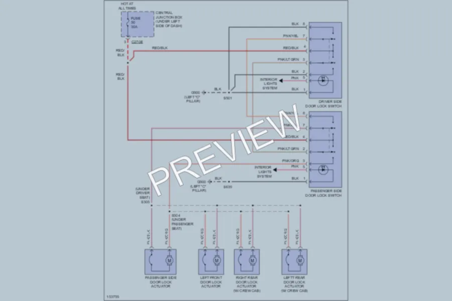 2002 Ford F250 Super Duty Power Door Locks wiring diagram preview