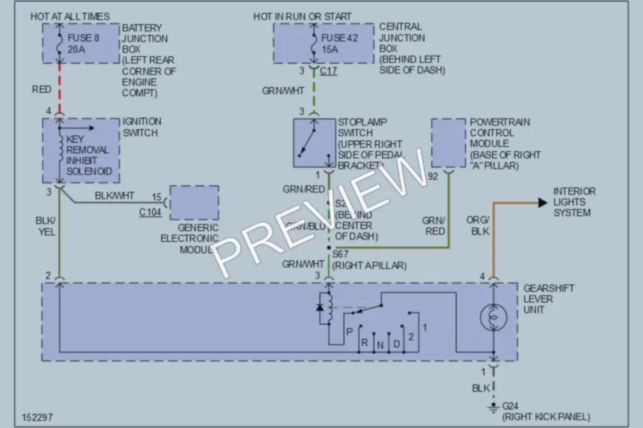 2002 Ford Focus Shift Interlock wiring diagram preview