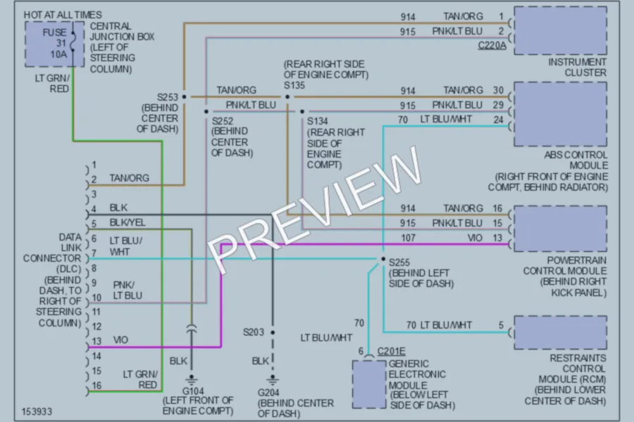 2002 Ford Mustang Computer Data Lines wiring diagram preview