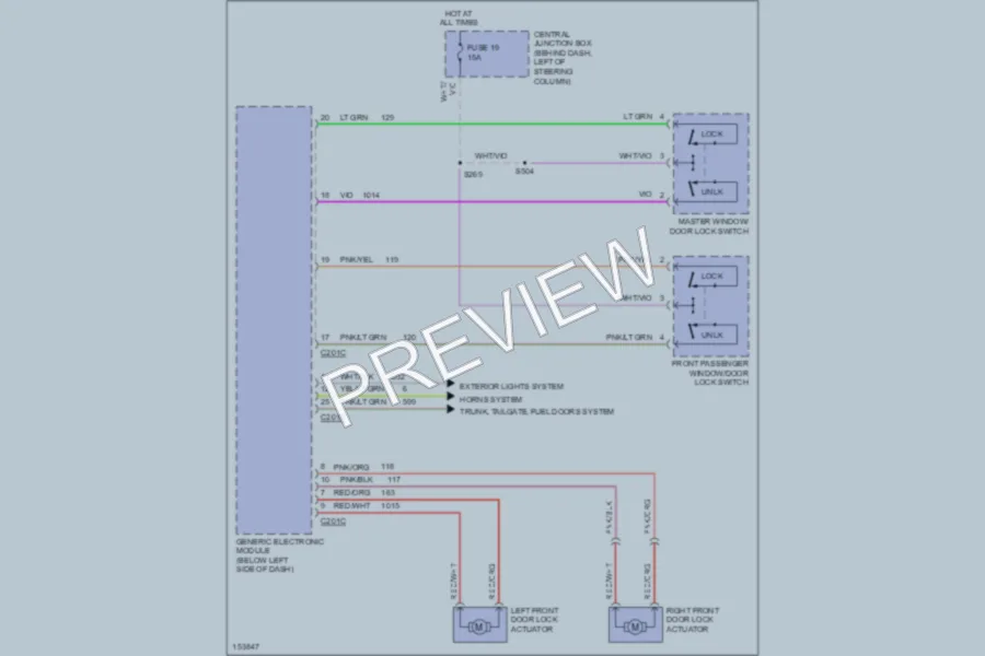 2002 Ford Mustang Power Door Locks wiring diagram preview