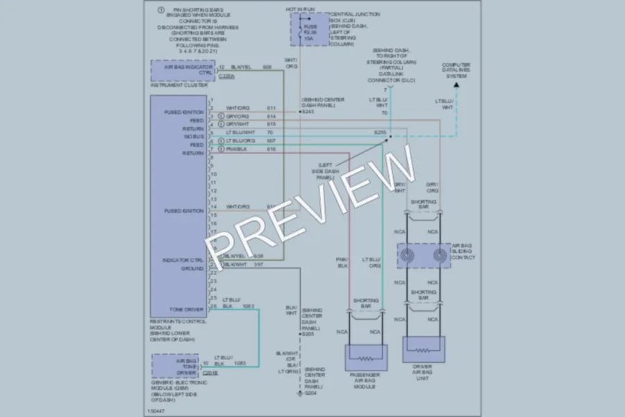 2002 Ford Mustang Supplemental Restraints wiring diagram preview