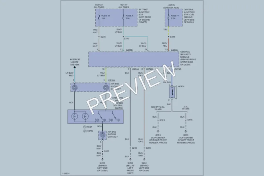 2002 Ford Ranger Horn wiring diagram preview