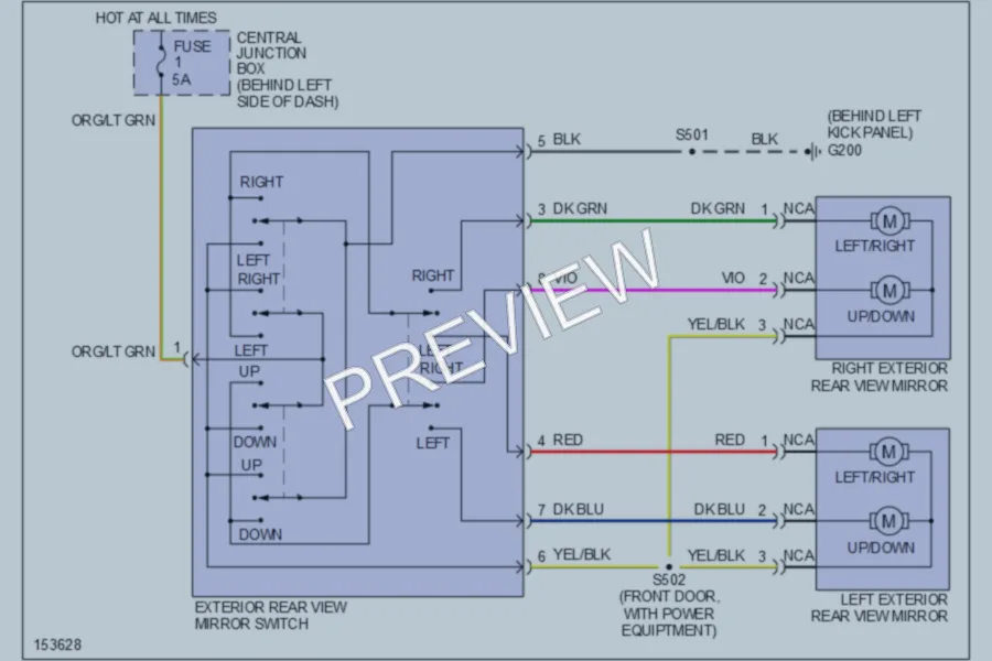 2002 Ford Ranger Power Mirrors wiring diagram preview