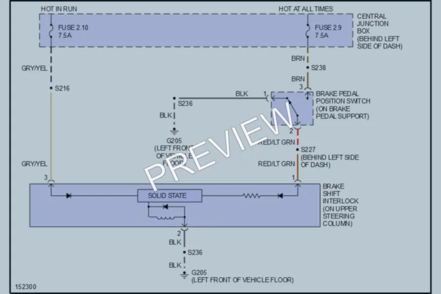 2002 Ford Ranger Shift Interlock wiring diagram preview