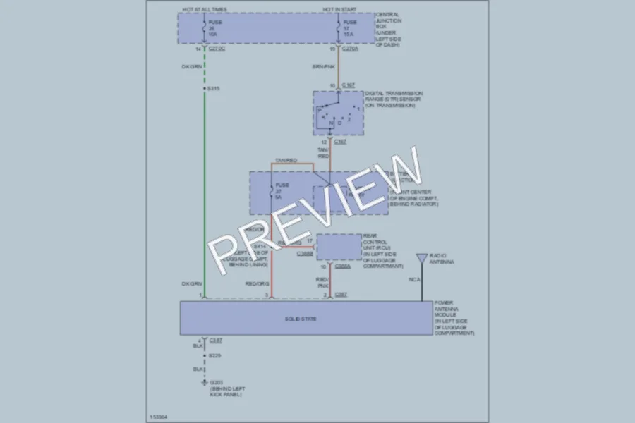 2002 Ford Taurus Power Antenna wiring diagram preview