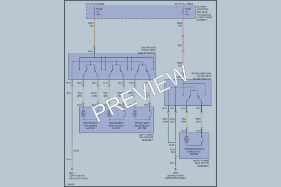 2002 Ford Thunderbird Power Seats wiring diagram preview