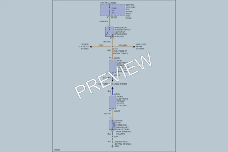 2002 Ford Thunderbird Shift Interlock wiring diagram preview