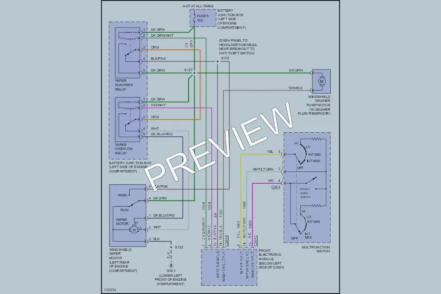 2002 Ford Windstar Wiper Washer wiring diagram preview