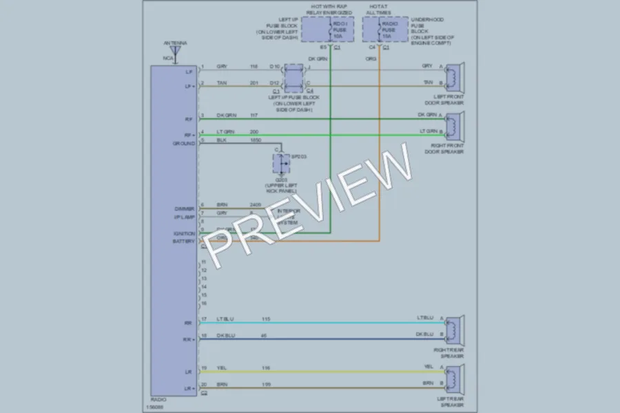2002 GMC 2500 Hd Radio wiring diagram preview